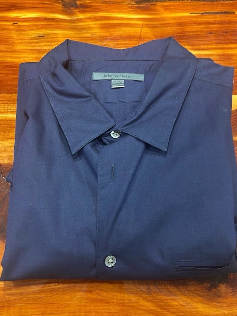 John Varvatos Navy Blue Casual Button-Down Shirt